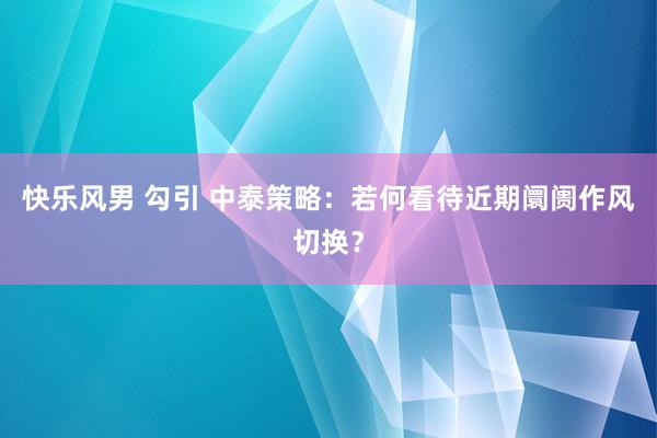 快乐风男 勾引 中泰策略：若何看待近期阛阓作风切换？