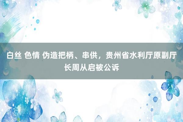 白丝 色情 伪造把柄、串供，贵州省水利厅原副厅长周从启被公诉