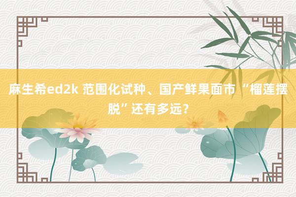 麻生希ed2k 范围化试种、国产鲜果面市 “榴莲摆脱”还有多远？