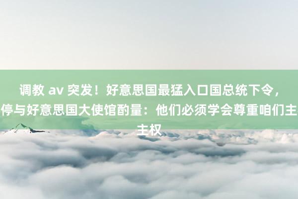 调教 av 突发！好意思国最猛入口国总统下令，暂停与好意思国大使馆酌量：他们必须学会尊重咱们主权