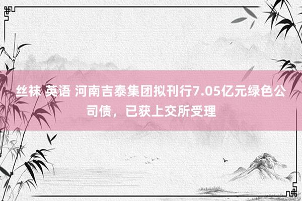 丝袜 英语 河南吉泰集团拟刊行7.05亿元绿色公司债，已获上交所受理