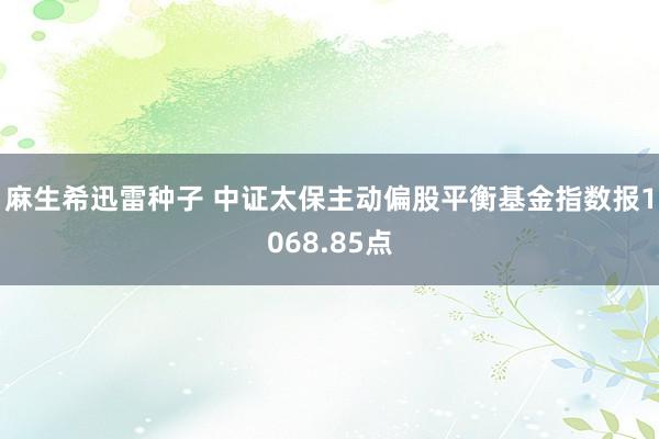 麻生希迅雷种子 中证太保主动偏股平衡基金指数报1068.85点