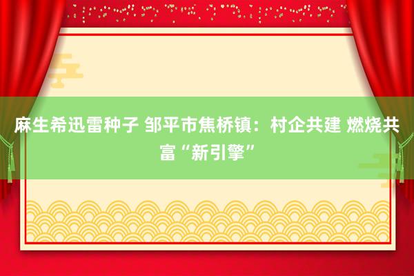 麻生希迅雷种子 邹平市焦桥镇：村企共建 燃烧共富“新引擎”