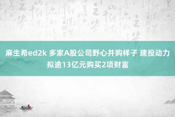 麻生希ed2k 多家A股公司野心并购样子 建投动力拟逾13亿元购买2项财富