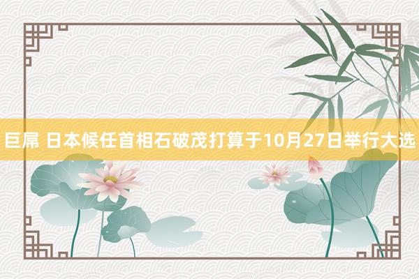 巨屌 日本候任首相石破茂打算于10月27日举行大选