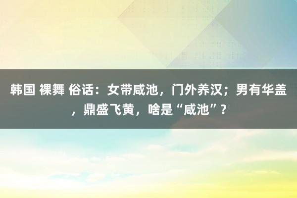 韩国 裸舞 俗话：女带咸池，门外养汉；男有华盖，鼎盛飞黄，啥是“咸池”？