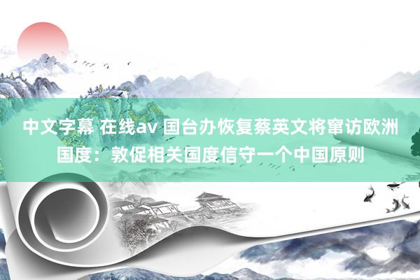 中文字幕 在线av 国台办恢复蔡英文将窜访欧洲国度：敦促相关国度信守一个中国原则