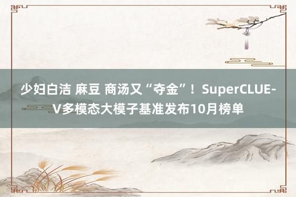 少妇白洁 麻豆 商汤又“夺金”！SuperCLUE-V多模态大模子基准发布10月榜单