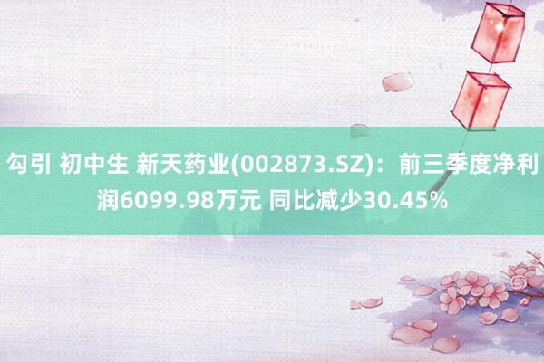 勾引 初中生 新天药业(002873.SZ)：前三季度净利润6099.98万元 同比减少30.45%