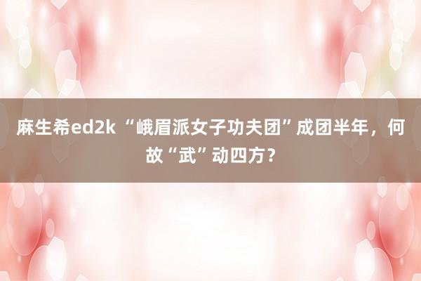 麻生希ed2k “峨眉派女子功夫团”成团半年，何故“武”动四方？