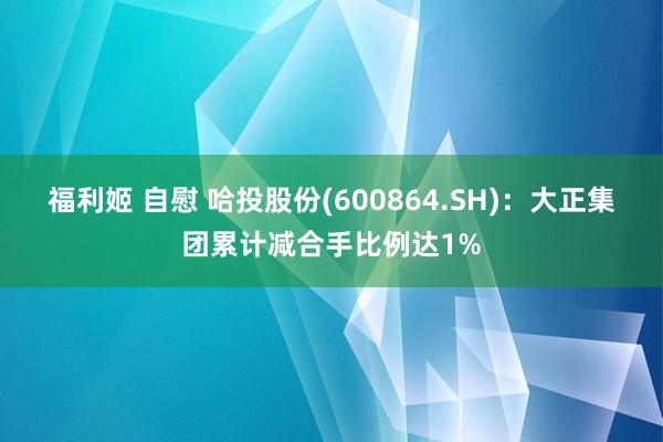 福利姬 自慰 哈投股份(600864.SH)：大正集团累计减合手比例达1%