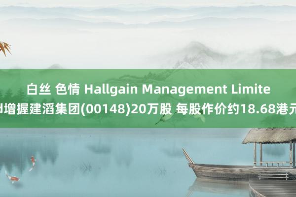 白丝 色情 Hallgain Management Limited增握建滔集团(00148)20万股 每股作价约18.68港元