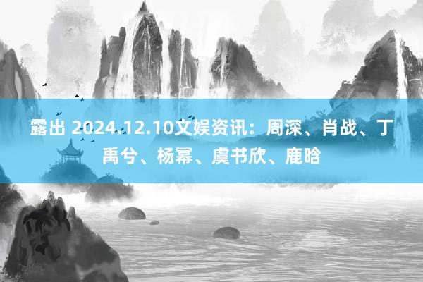 露出 2024.12.10文娱资讯：周深、肖战、丁禹兮、杨幂、虞书欣、鹿晗