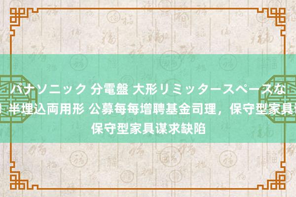 パナソニック 分電盤 大形リミッタースペースなし 露出・半埋込両用形 公募每每增聘基金司理，保守型家具谋求缺陷