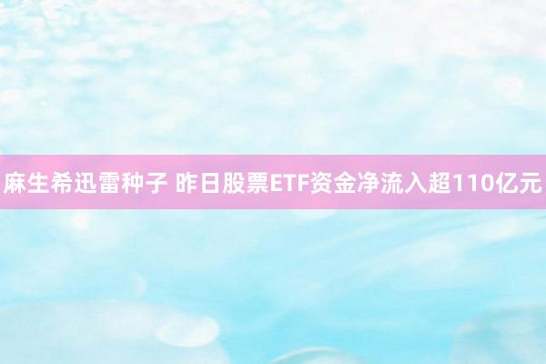 麻生希迅雷种子 昨日股票ETF资金净流入超110亿元