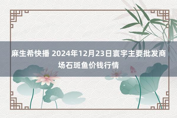 麻生希快播 2024年12月23日寰宇主要批发商场石斑鱼价钱行情