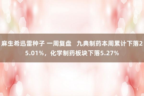 麻生希迅雷种子 一周复盘   九典制药本周累计下落25.01%，化学制药板块下落5.27%