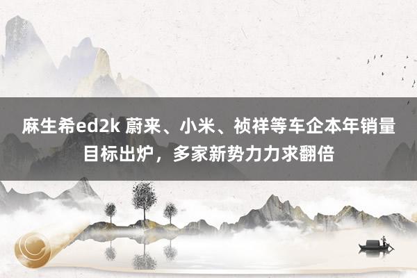 麻生希ed2k 蔚来、小米、祯祥等车企本年销量目标出炉，多家新势力力求翻倍