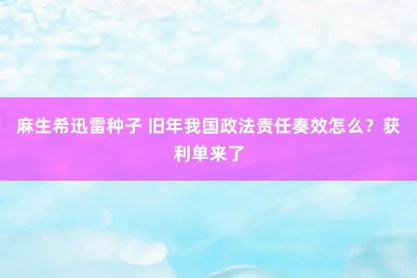 麻生希迅雷种子 旧年我国政法责任奏效怎么？获利单来了